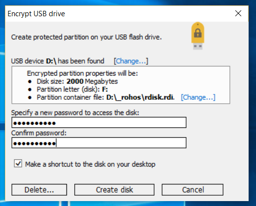 Rohos Mini Drive - Encriptar USB